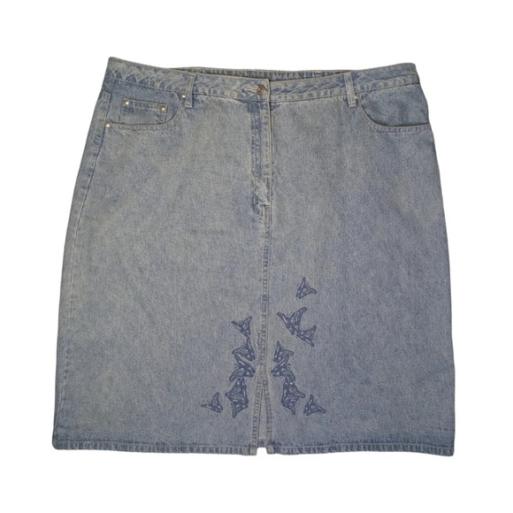 Cotton Ginny Y2K Butterfly Embroidery Denim Skirt - Picture 14 of 15